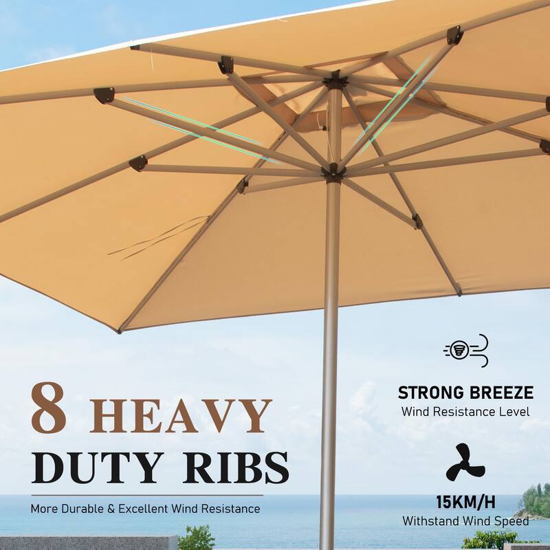 Rectangle Patio Umbrella with Crank Lift , Beige (Base not included)
