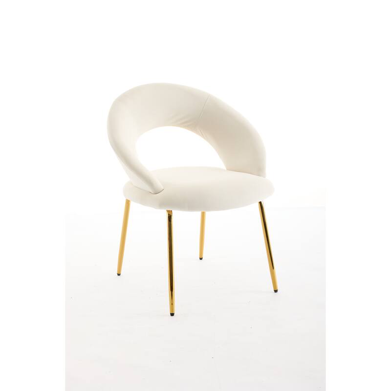Velvet Dining Accent Chairs with Curved Backrest and Gold Metal Legs - 250lb Capacity