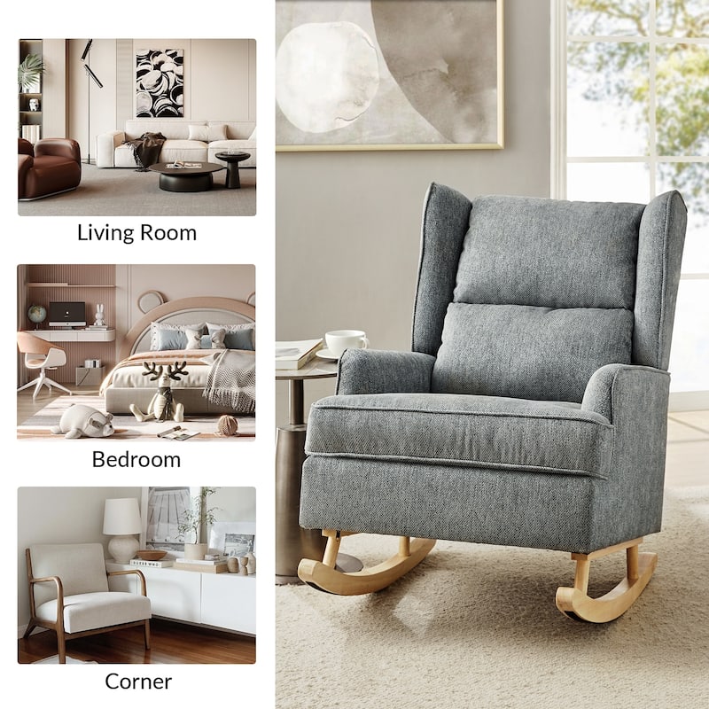Antolin Modern Rocking Chair with Upholstery Removable Cushions Set of 2 by HULALA HOME