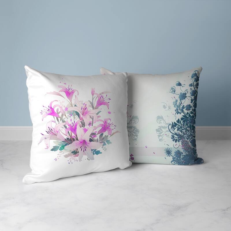 Lily Mist Serenity Faux Suede Reversible Throw Pillow Pink and Blue