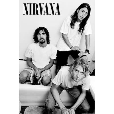 Nirvana - Band Photo Black and White Art Poster - 24 x 36 Inch