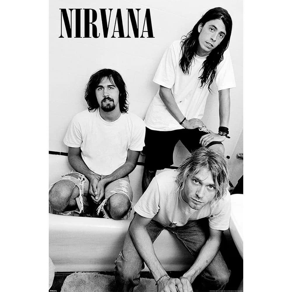 Nirvana - Band Photo Black and White Art Poster - 24 x 36 Inch