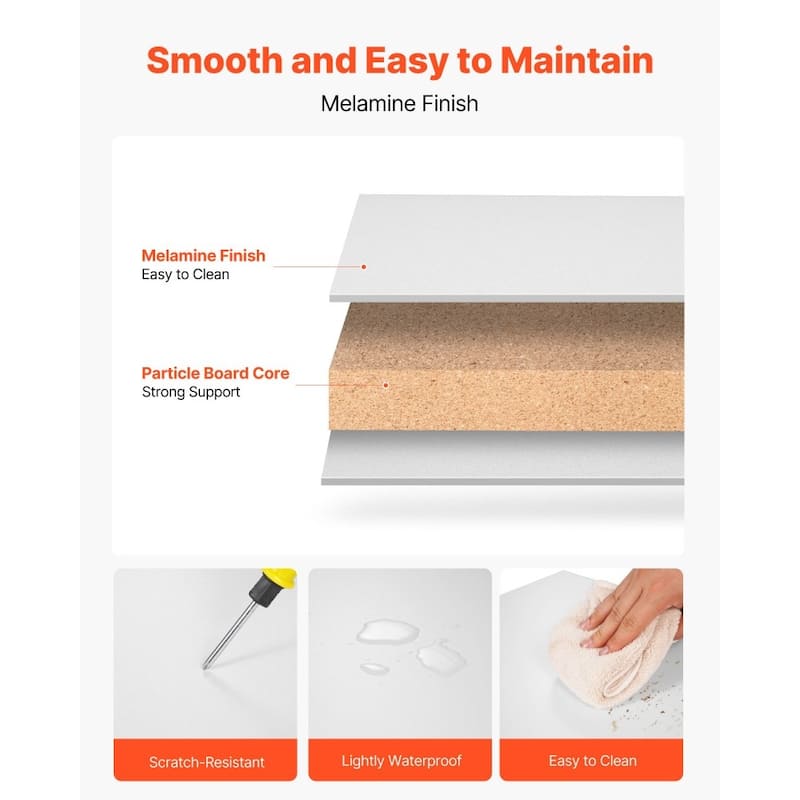 2 Pieces White Particle Board Shelf Melamine-Coated High-Density Board for DIY Storage - 23” x 14” x 0.6”