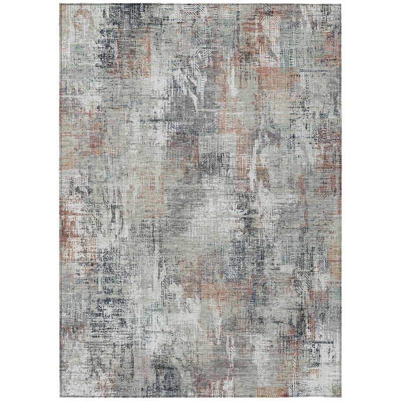 Machine Washable Indoor/ Outdoor Chantille Boho Abstract Rug