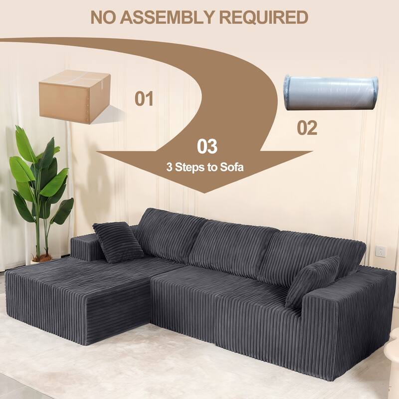 Modular Sectional Sofa with L-Shape Chaise Lounge, Chenille Upholstered Cloud Sofa, Corner Deep Seat Sofa with Pillow