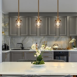 Beta Modern Gold 1-Light Mini Glass Pendant Island Lights for Dining Room - D 5.1" * H 81.5" 