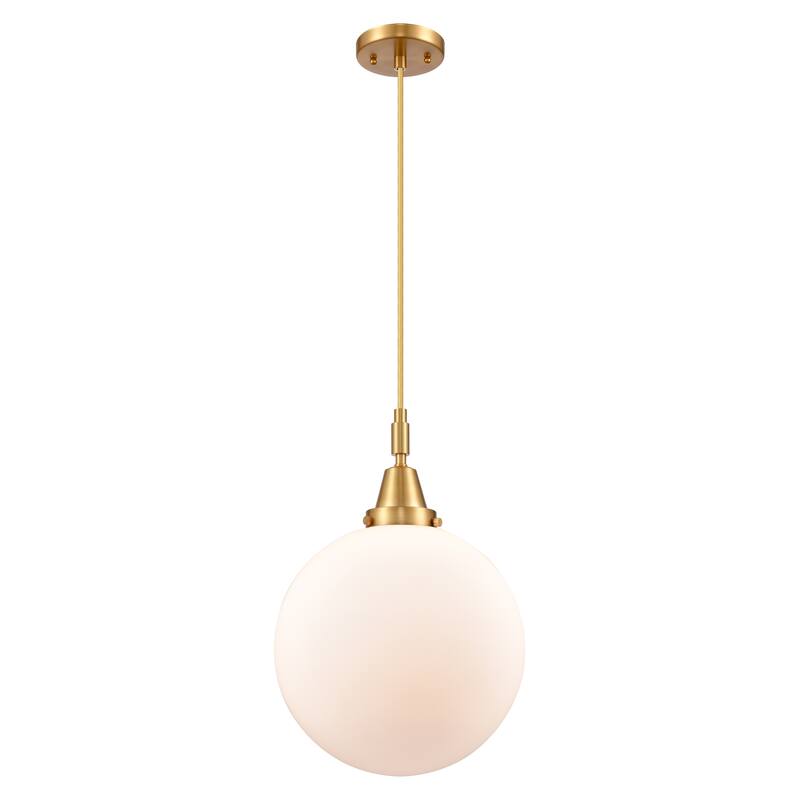 Innovations Lighting Downtown Urban - Caden Beacon - 1 Light 12" Cord Hung Mini Pendant - Satin Gold/Matte White Shade