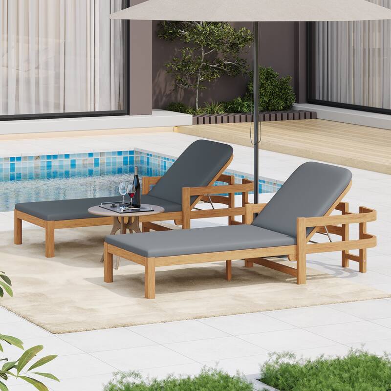 Christopher Knight Home- Cart Outdoor Acacia Wood Adjustable Chaise Lounge (Set of 2)