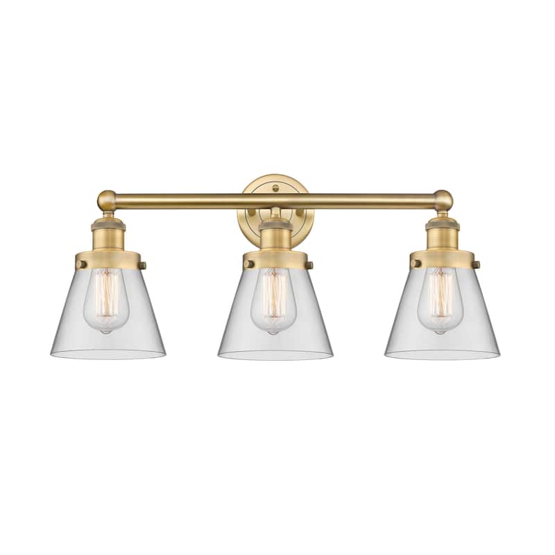 Innovations Lighting 616-3W-10-25 Cone Vanity Cone 3 Light 25" Wide - Brushed Brass / Clear
