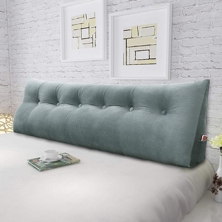 VERCART Long Back Support Pillow Heaboard Bed Pillows Wedge Backrest Reading Bolster Cushions for Sofa Bed Velvet Grey 183cm 72inches 
