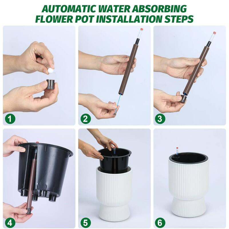 14" 2Pcs Self-Watering Planters, Flower Pots for Front Porch, Patio & Garden