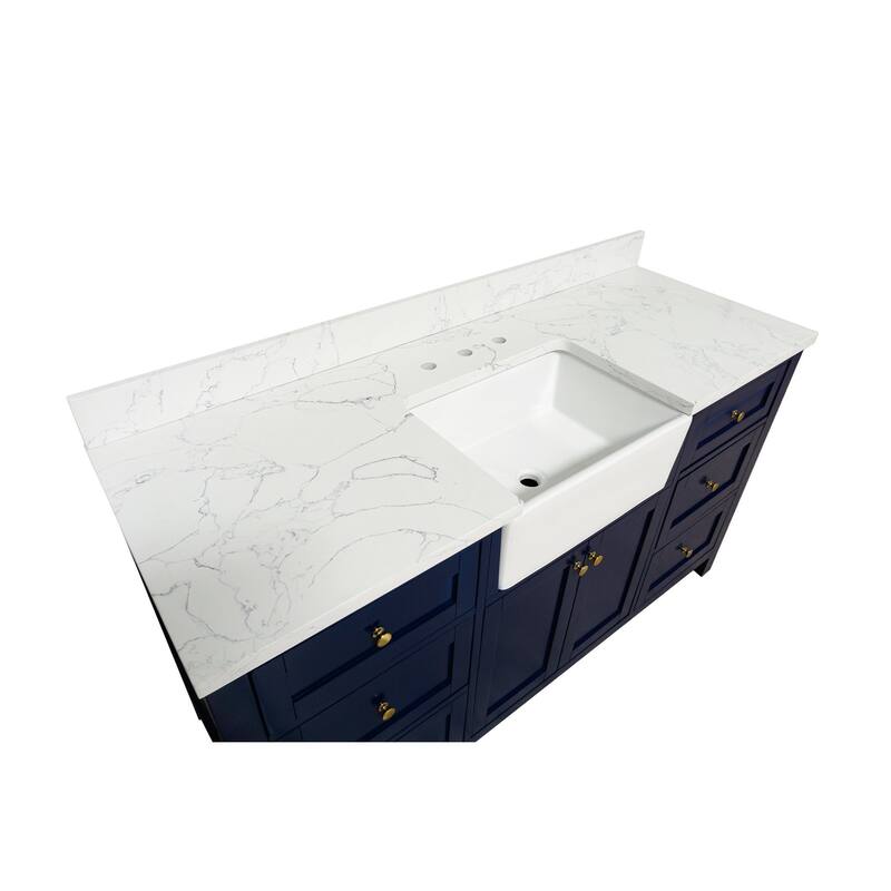 KitchenBathCollection Yorkshire 60" Single Farmhouse Vanity with Engineered Marble Top