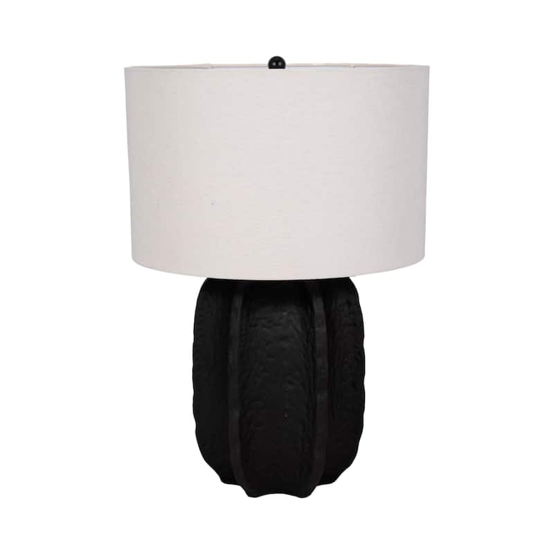 Artistic Oval Textured Resin Table Lamp with Linen Shade - 24"