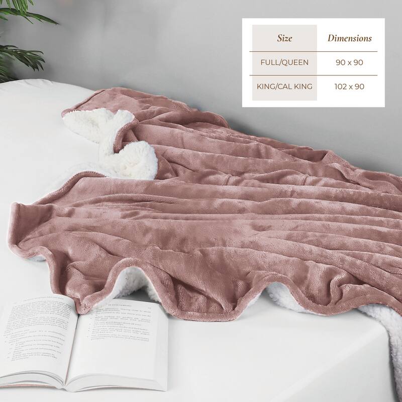 Linery & Co. Velvet Plush Reversible Sherpa Bed Blanket