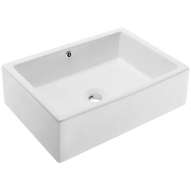 Swiss Madison Voltaire 20" Rectangular Ceramic Vessel Bathroom Sink - Glossy White