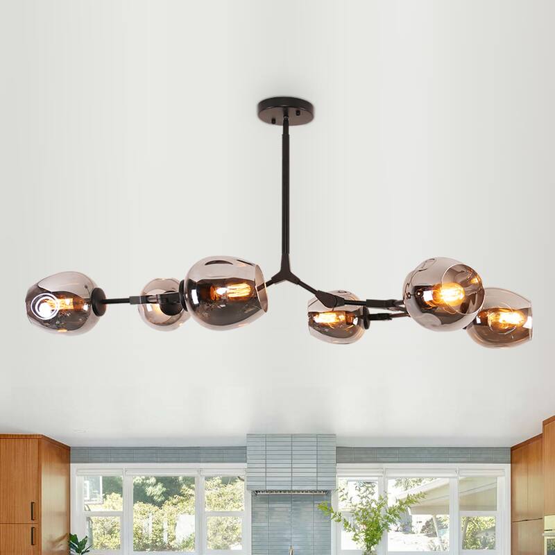 Oaks Aura Mid Century Modern 6- Light Black Ceiling Light Adjustable Sputnik Chandelier