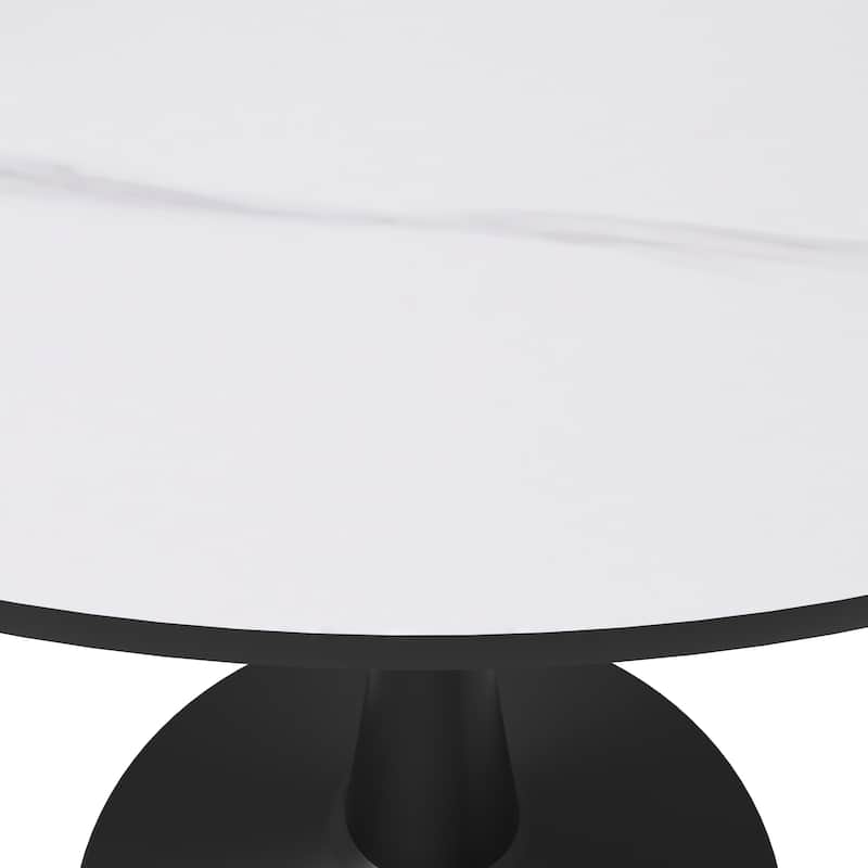 LeisureMod Round Dining Table 40" Sintered Stone Tabletop