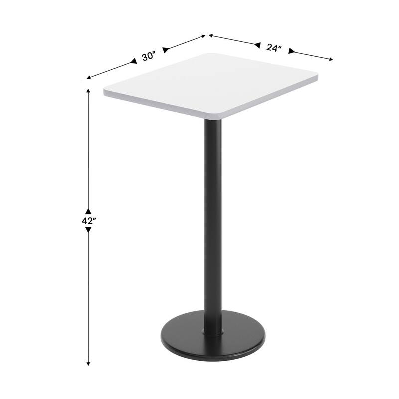 24'' x 30'' Rectangular Laminate Table Top with 18'' Round Bar Height Table Base