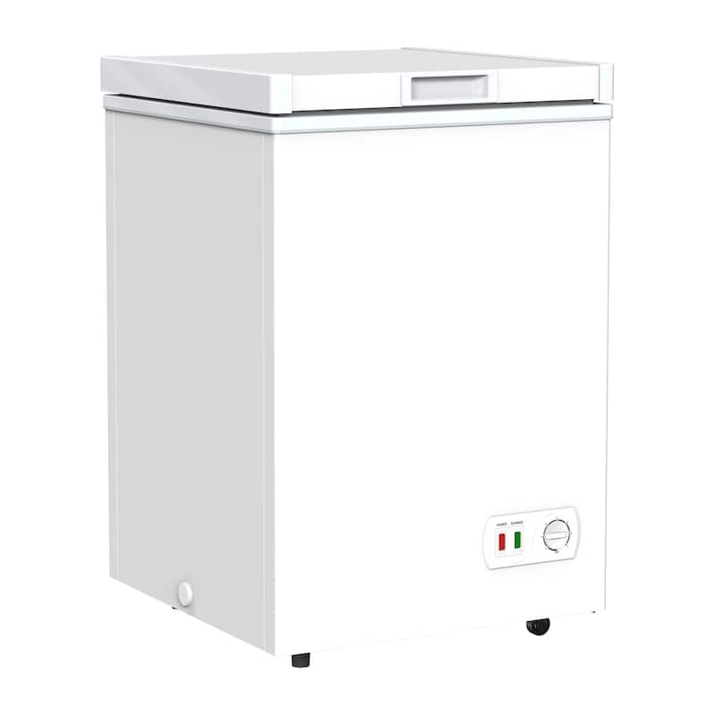3.5 Cu. Ft Modern White Small Deep Freezer with Removable Basket