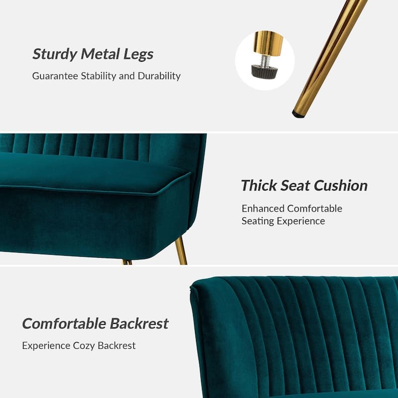 Delicia 3 Piece High-Quality Velvet Fabric Living Room Set with Sturdy Legs by HULALA HOME
