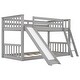 preview thumbnail 10 of 11, Twin Over Twin Bunk Kids Bed with Convertible Slide and Ladder, Space-Saving Low Bunk, Solid Wood Frame, Easy Assembly, Grey