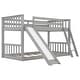 preview thumbnail 10 of 23, Twin over Twin Low Bunk Bed with Convertible Slide and Reversible Ladder, Grey - Space-Saving and Sturdy Wood Frame