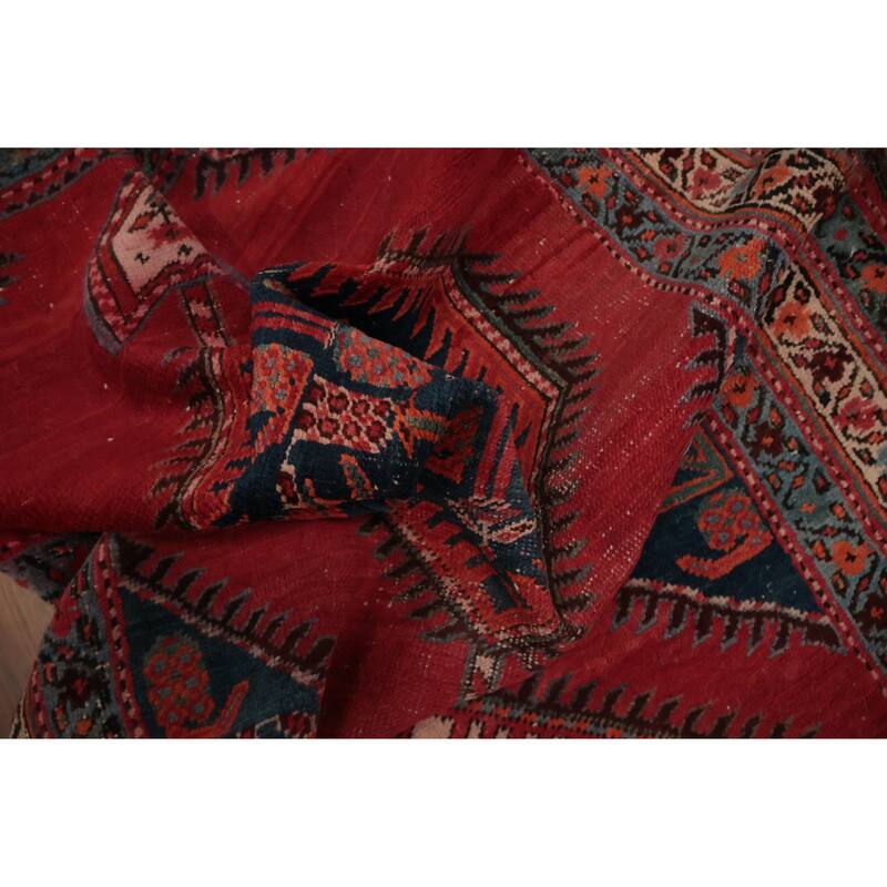 Hand Knotted Oriental 100% Wool Carpet Traditional Geometric Red Heriz Runner Rug - 17' 1'' X 3' 3''