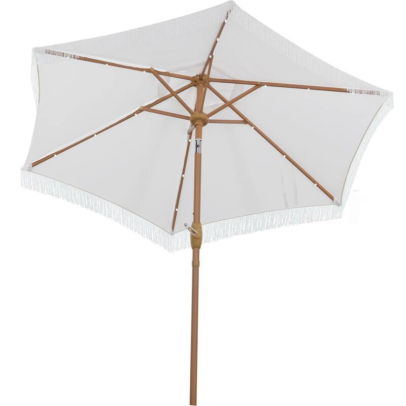 Autlaycil 7.5 ft Outdoor Patio Umbrella with 18 LED Lights Solar & Tassel.
