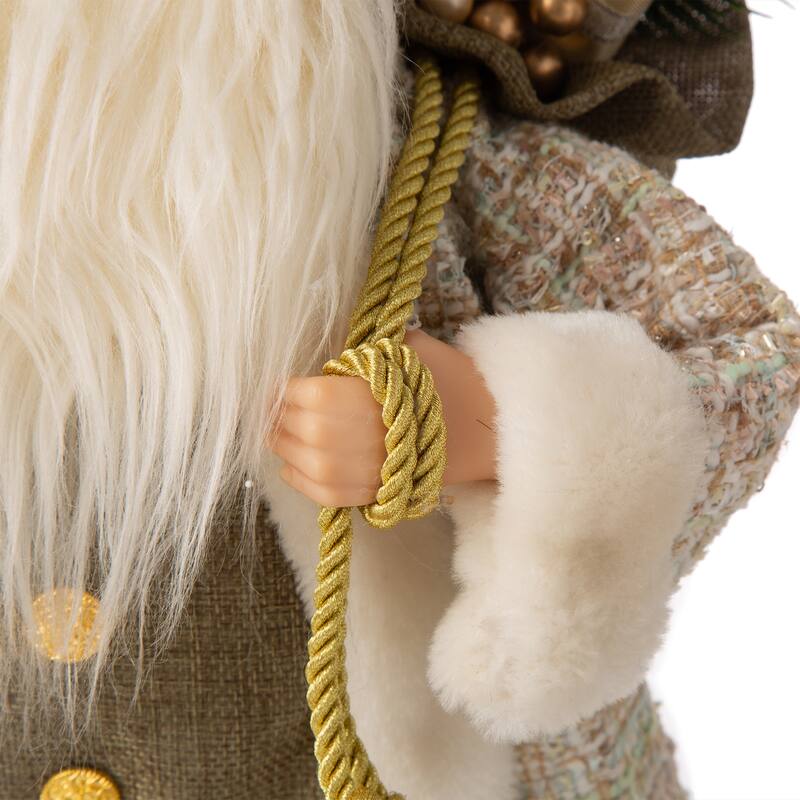 Glitzhome Christmas Lifelike Standing Santa Figurine Table Top Decor