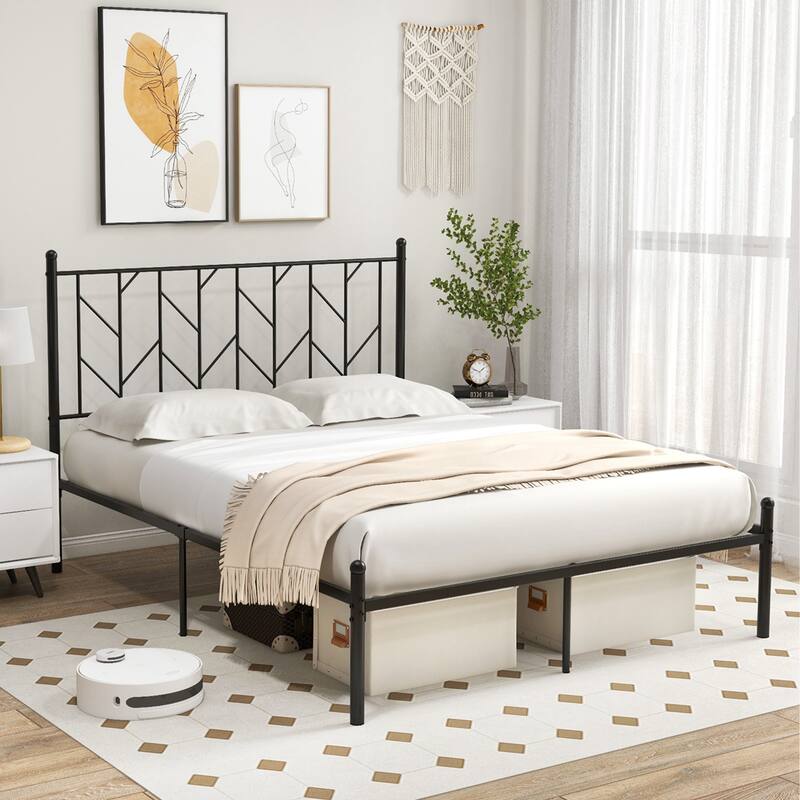 Costway Full/Qween/Twin Size Metal Platform Bed Frame Vintage - Full