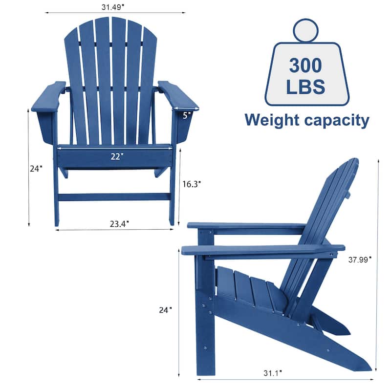 Outdoor Composite Classic Adirondack Chair, All-Weather Resistant Deck Lounge Chair with Ergonomic Design