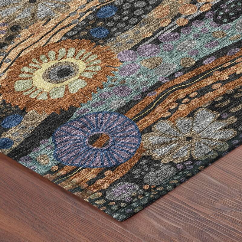 Machine Washable Indoor/ Outdoor Whimsy Floral Chantille Rug