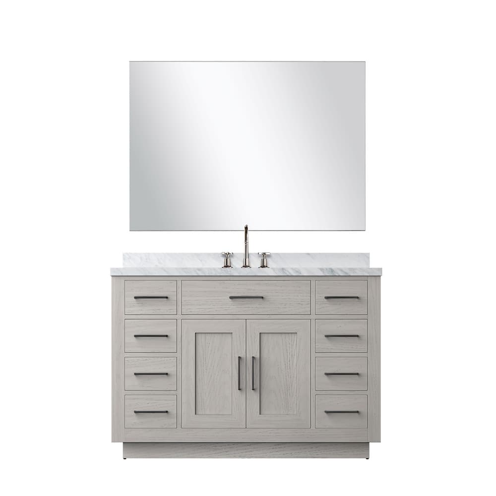 Abbey Bath Vanity with Carrara Marble Top, Sink, Mirror and Faucet