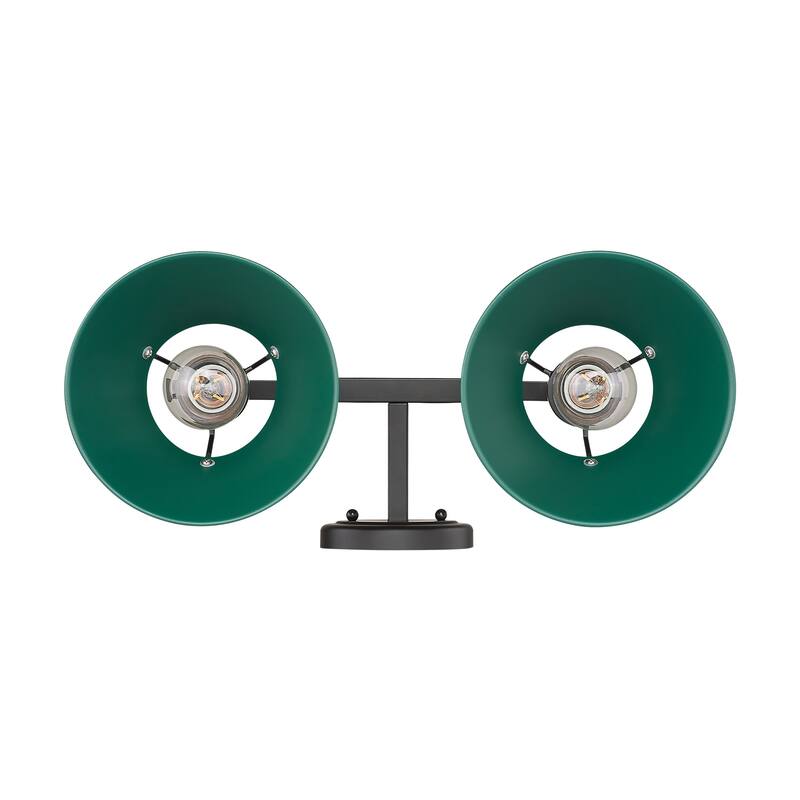 Yep by Golden Lighting Orwell 2-light Vanity in Matte Black and Pine Green shade