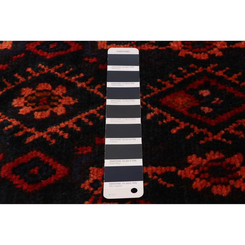 ECARPETGALLERY Hand-knotted Andelz Navy, Red Wool Rug - 3'10 x 13'9