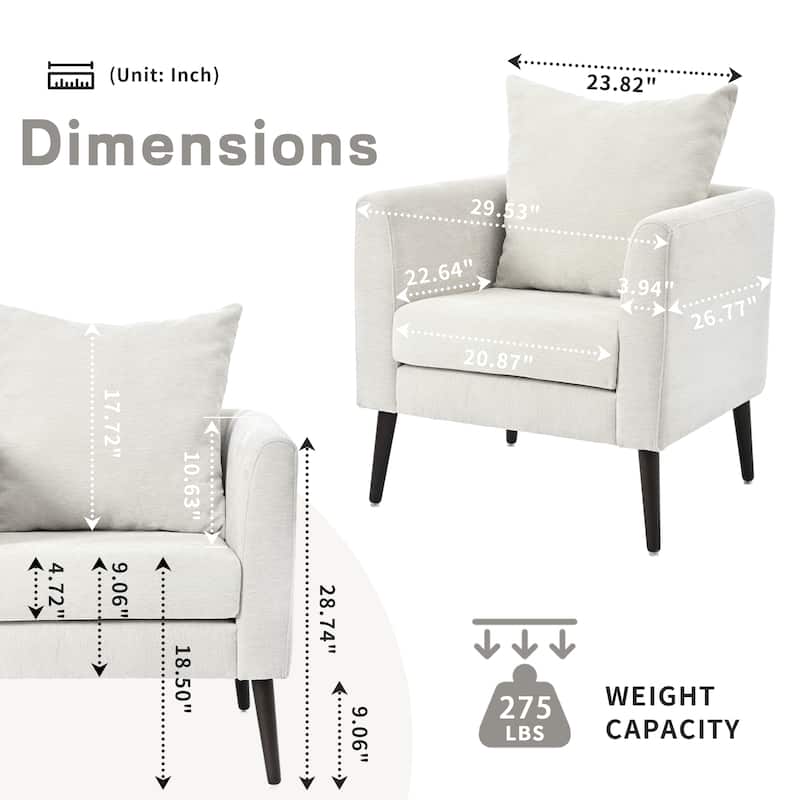 Living Room Lazy Accent Chair,Fleece Fabric Arm Chair Barrel Chair with Solid Wood Legs for Living Room,Bedroom or Office