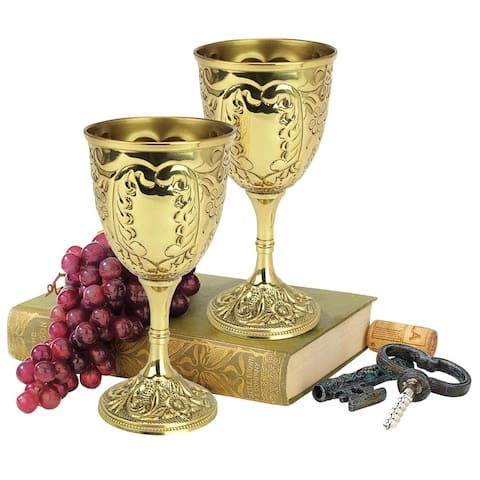 Design Toscano The King's Royal Chalice Embossed Brass Goblets: Set of Two