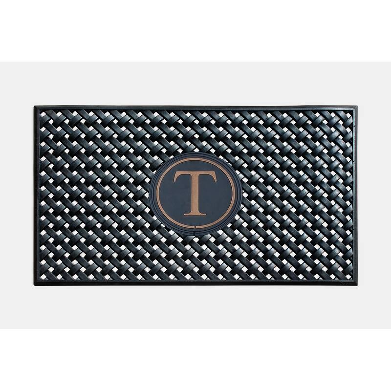 A1HC 100% Pure Rubber Monogrammed Front Door Mat 24" x39" Indoor Outdoor Doormat - T