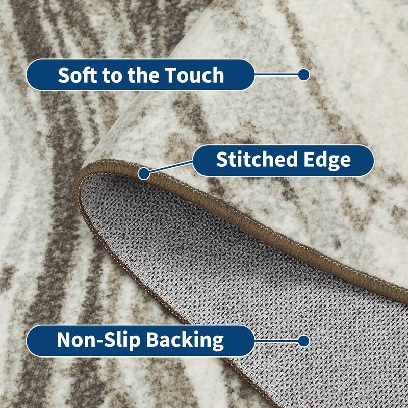 Washable Area Rugs for Living Room, Soft Modern Abstract Rug Non Slip Low Profile Carpets for Bedroom Dining Room