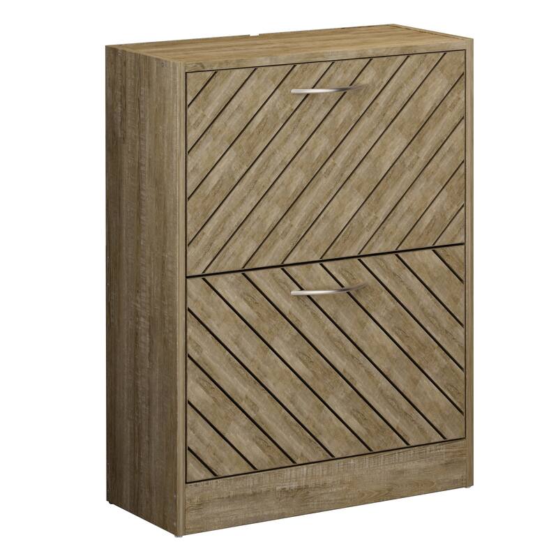 Kerrogee 8-12 Pair Shoe Storage Cabinet with 2 Fold Drawers Wood/ Grey
