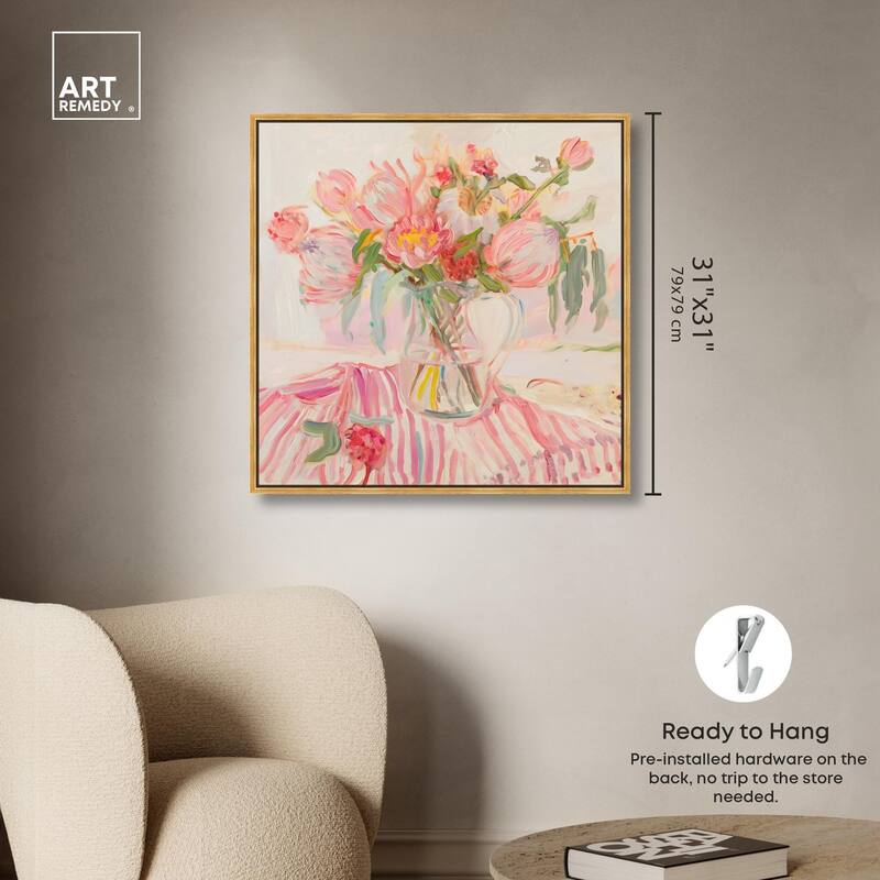 Candy Stripe Bloom Canvas by Art Remedy