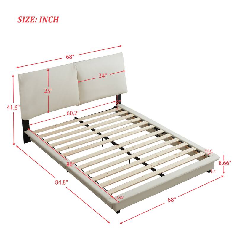 Floating Bed Frame Low Profile Bed Upholstered Platform Bed