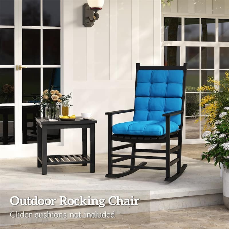 Poplar Wood Outdoor Rocking Chair with Slatted Design - 26.75" W x 34.75" D x 45.25" H