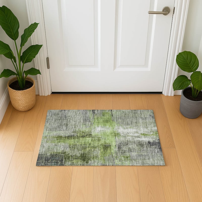 Premium Washable Super Soft Abstract Glam Mayfield Rug - Fern - 1'8" x 2'6"
