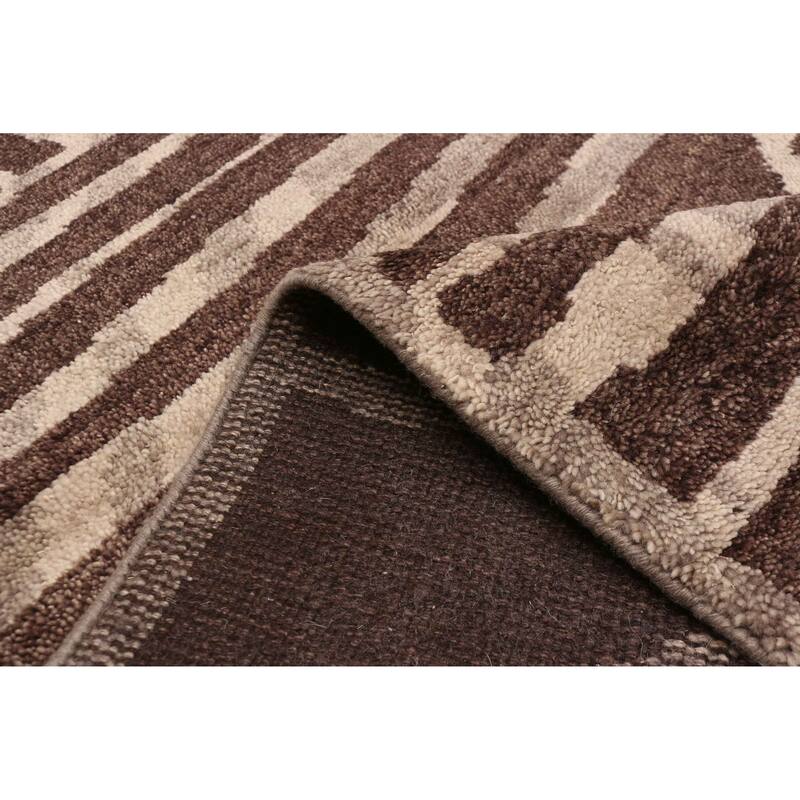 ECARPETGALLERY Hand-knotted Tangier Dark Brown Wool Rug - 5'0 x 7'10
