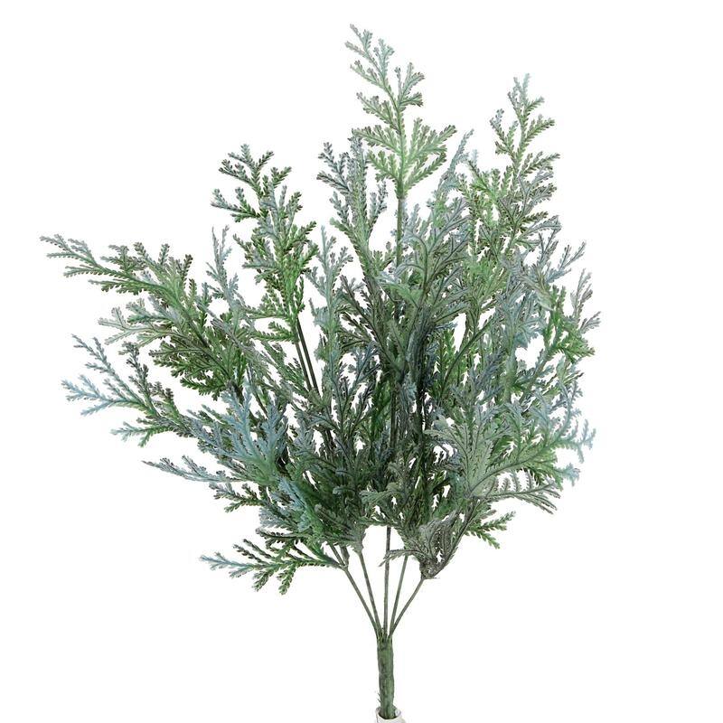 20"H Faux Fern Bush Fall Autumn Decoration - N/A - Silver