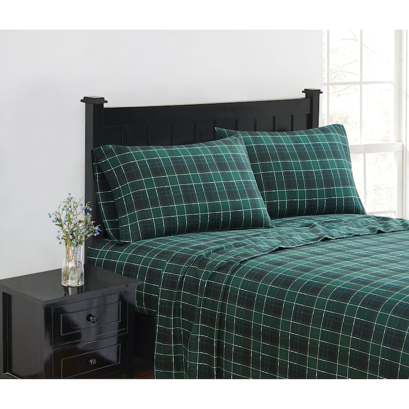 London Fog Solid and Printed Cotton Flannel Sheet Set Collection