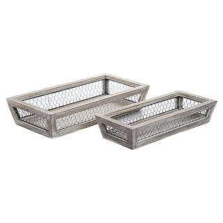 Chicken Wire Low Basket Set of 2 Easter Spring Home Décor Storage - 17.5 x 8.8 x 3.6/15.4 x 6.6 x