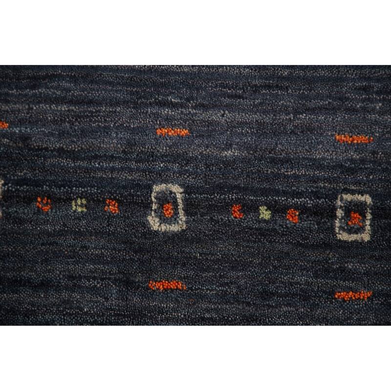 Striped Gabbeh Oriental Area Rug Handmade Wool Carpet - 8'0" x 9'9"