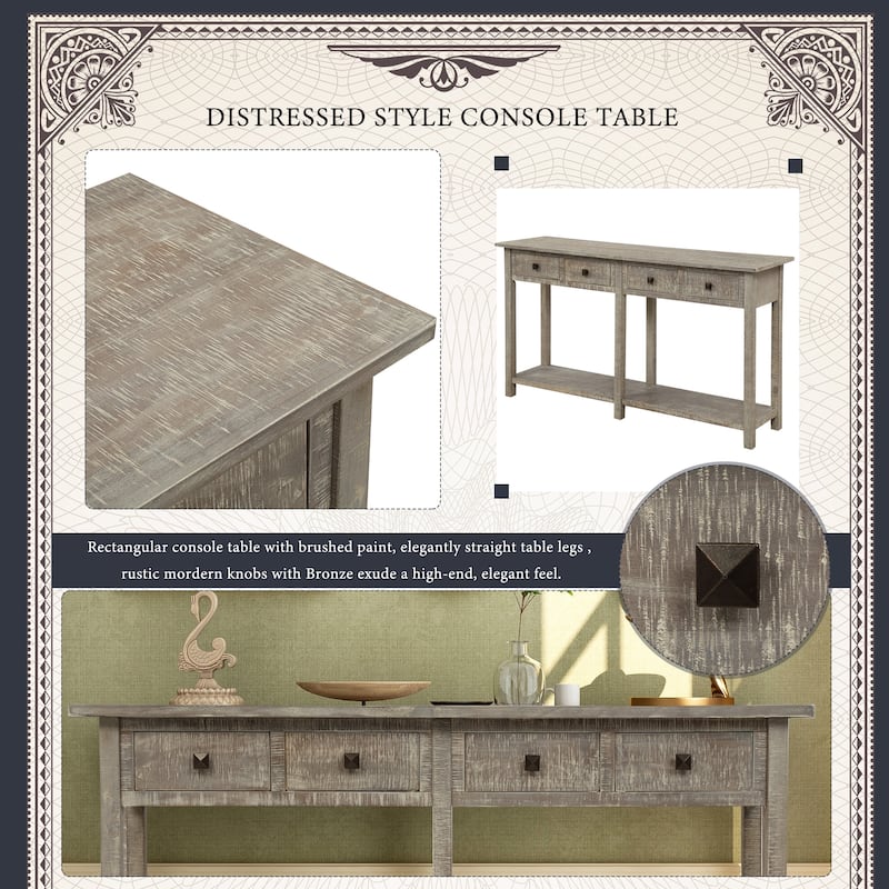 Brushed Texture Console Table Solid Wood Entryway Table Side Table ...